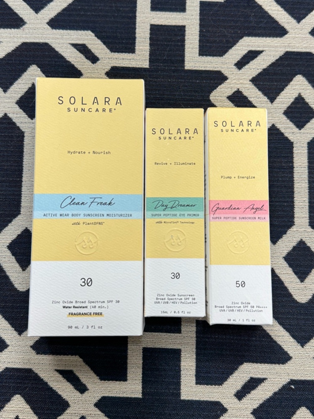 Solara Suncare SPF Bundle Clean Freak Day Dreamer Guardian Angel Sunscreen New